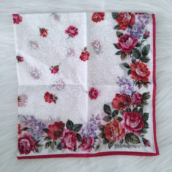 YSL floral neckerchief scarf Yves Saint Laurent - Picture 5 of 5